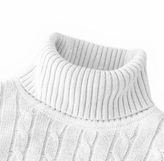 New Men's High Neck Sweater Solid Color Pullover Knitted Warm Casual Turtleneck Sweatwear Woolen Mens Winter Outdoor Tops - SHOWLU FASHION STORE