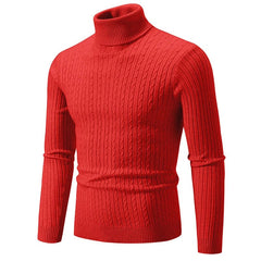 New Men's High Neck Sweater Solid Color Pullover Knitted Warm Casual Turtleneck Sweatwear Woolen Mens Winter Outdoor Tops - SHOWLU FASHION STORE