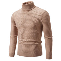 New Men's High Neck Sweater Solid Color Pullover Knitted Warm Casual Turtleneck Sweatwear Woolen Mens Winter Outdoor Tops - SHOWLU FASHION STORE