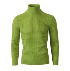 New Men's High Neck Sweater Solid Color Pullover Knitted Warm Casual Turtleneck Sweatwear Woolen Mens Winter Outdoor Tops - SHOWLU FASHION STORE