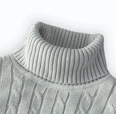 New Men's High Neck Sweater Solid Color Pullover Knitted Warm Casual Turtleneck Sweatwear Woolen Mens Winter Outdoor Tops - SHOWLU FASHION STORE