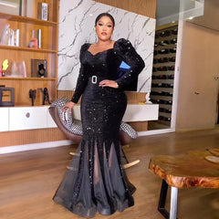 New Product luxury evening dresses Sequin mesh african party dresses woman elegant fishtail african woman dressdress - SHOWLU FASHION STORE