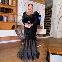 New Product luxury evening dresses Sequin mesh african party dresses woman elegant fishtail african woman dressdress - SHOWLU FASHION STORE