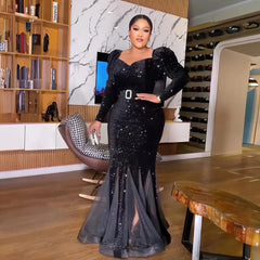 New Product luxury evening dresses Sequin mesh african party dresses woman elegant fishtail african woman dressdress - SHOWLU FASHION STORE