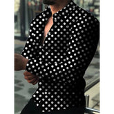 New Spring Autumn Social Men Shirts Turn - Down Collar Buttoned Casual Dots Print Long Sleeve Shirt Tops Streetwear Men's Clothes - SHOWLU FASHION STORE