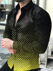 New Spring Autumn Social Men Shirts Turn - Down Collar Buttoned Casual Dots Print Long Sleeve Shirt Tops Streetwear Men's Clothes - SHOWLU FASHION STORE