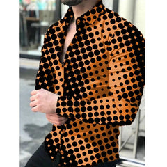 New Spring Autumn Social Men Shirts Turn - Down Collar Buttoned Casual Dots Print Long Sleeve Shirt Tops Streetwear Men's Clothes - SHOWLU FASHION STORE