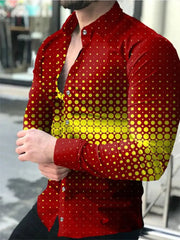 New Spring Autumn Social Men Shirts Turn - Down Collar Buttoned Casual Dots Print Long Sleeve Shirt Tops Streetwear Men's Clothes - SHOWLU FASHION STORE