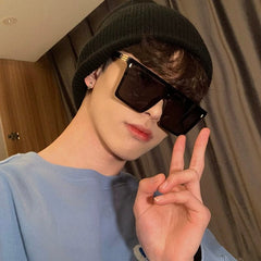 New Stylish Windproof Eye Protection Sunglasses Men's Trendy Net Red Xiaohongshu Street Shot Glasses Funny Retro Large Rim Sunglasses - SHOWLU FASHION STORE