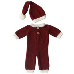 ❤️Newborn Photography Clothing Mohair Christmas Hat+Jumpsuit 2Pcs/set Studio Infant Photo Prop Accessories Santa Costume Outfits - SHOWLU FASHION STORE