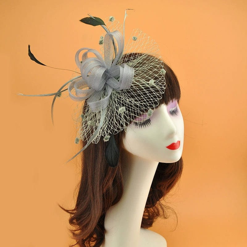 Ornament Vintage Feather Veil Royal Blue Billycock - SHOWLU FASHION STORE