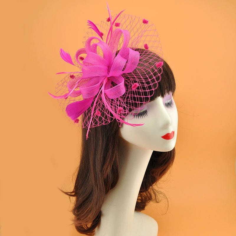 Ornament Vintage Feather Veil Royal Blue Billycock - SHOWLU FASHION STORE