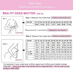 A bra size chart showing instructions for measuring under bust and upper bust to determine fit.