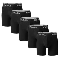 POKARLA 5pcs Men’s Cotton Boxer Shorts Open Fly U Pouch Soft Breathable Male Underwear Tagless Sexy Underpants Elastic Panties - SHOWLU FASHION STORE