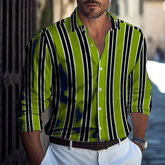 Popular men's casual shirt striped long - sleeved shirt luxury printed shirt extra large size xs - 5xl - SHOWLU FASHION STORE