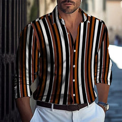 Popular men's casual shirt striped long - sleeved shirt luxury printed shirt extra large size xs - 5xl - SHOWLU FASHION STORE