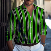 Popular men's casual shirt striped long - sleeved shirt luxury printed shirt extra large size xs - 5xl - SHOWLU FASHION STORE