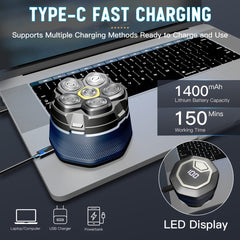 Pro BaldMaster 6D Electric Shaver - High - Speed Magnetic Razor for Fast and Smooth Shaving, Hypoallergenic with LED Display, Organizer, and Easy Cleaning System for a Comfortable Grooming Experience - SHOWLU FASHION STORE