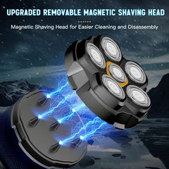 Pro BaldMaster 6D Electric Shaver - High - Speed Magnetic Razor for Fast and Smooth Shaving, Hypoallergenic with LED Display, Organizer, and Easy Cleaning System for a Comfortable Grooming Experience - SHOWLU FASHION STORE