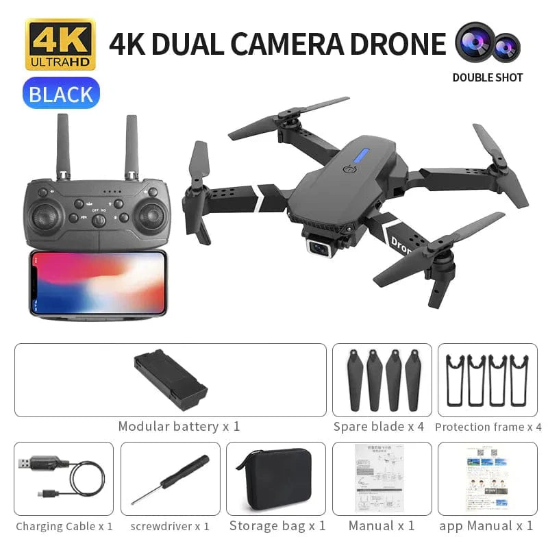 Professional Drone E88 4k wide - angle HD camera WiFi fpv height Hold Foldable RC quadrotor helicopter Camera - free children's toys - SHOWLU FASHION STORE
