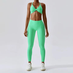 Quick - Drying Nude Feel Candy Color Yoga Suit Sexy Sports Running Fitness Clothes Suit Beauty Back Yoga Clothes Two - piece Set - SHOWLU FASHION STORE