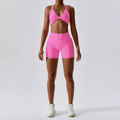 Quick - Drying Nude Feel Candy Color Yoga Suit Sexy Sports Running Fitness Clothes Suit Beauty Back Yoga Clothes Two - piece Set - SHOWLU FASHION STORE