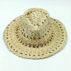 Raffia straw hat for women Bohemian colorful stitched straw hat ladies vacation sun hat beach summer vacation jazz hat panama - SHOWLU FASHION STORE