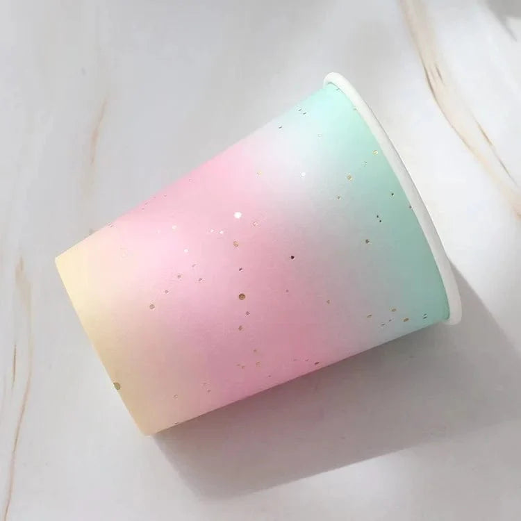 Rainbow Tableware Set for Birthday Party Decorations Rainbow Tableware Paper Plates Cups Napkins Tablecloth Dinner Disposable - SHOWLU FASHION STORE