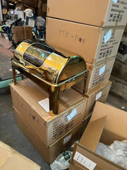 Restaurant Supplies Chafing Dish Food Warmer 9.0L Silver and Gold Stainless Steel Catering Buffet Rectangular Chafing Dish - SHOWLU FASHION STORE