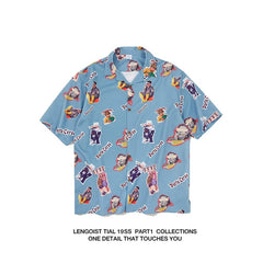 Retro 80s Lapel Printed Shirt - SHOWLU FASHION STORE