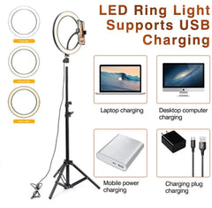 Ring Light with Stand Selfie Ringlight for Phone Led Right Light with Tripod Bering - light Lighting Round Ring Lamp for Shooting - SHOWLU FASHION STORE
