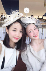 Royal Horse Club Top Hat Pink Color Classy English Afternoon Tea Dinner Girl's Cap Bridal Wedding Studio Photography Hair Accessories - SHOWLU FASHION STORE