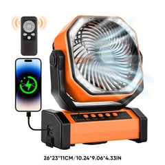 Saker Rechargeable Camping Fan - 20000mAh Battery Powered Tent Fans With LED Lantern, Hanging Hook, Auto - Oscillating, Quiet Portable Ceiling Table Fan For Car Travel RV Camp Hurricane Emergency - SHOWLU FASHION STORE
