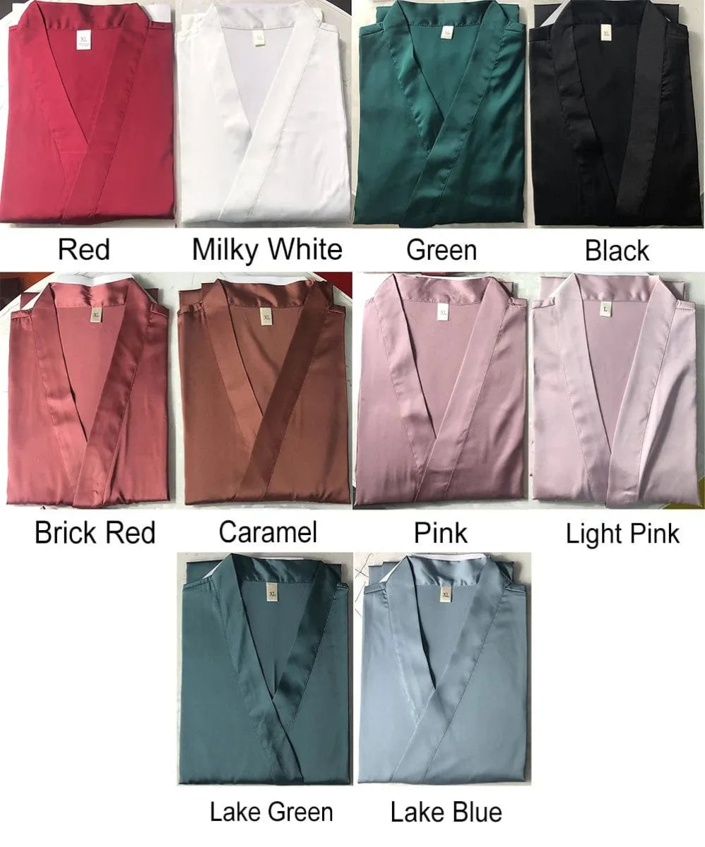 Satin Robe Female Intimate Lingerie Sleepwear Silky Bridal Wedding Gift Casual Kimono Bathrobe Gown Nightgown Sexy Nightwear - SHOWLU FASHION STORE