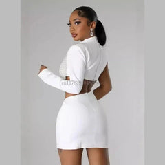 Sexy Club Party Night Pearl String Dresses for Women Skinny Slim Full Sleeve Elegant Dress Birthday Party Vestidos Mini Dresses - SHOWLU FASHION STORE