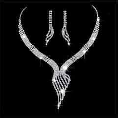 Shiny Elegant Femme Rhinestone Wedding Jewelry Sets Bridal Women Long Tassel Necklace Earrings Jewellery Set Accessories Gift - SHOWLU FASHION STORE