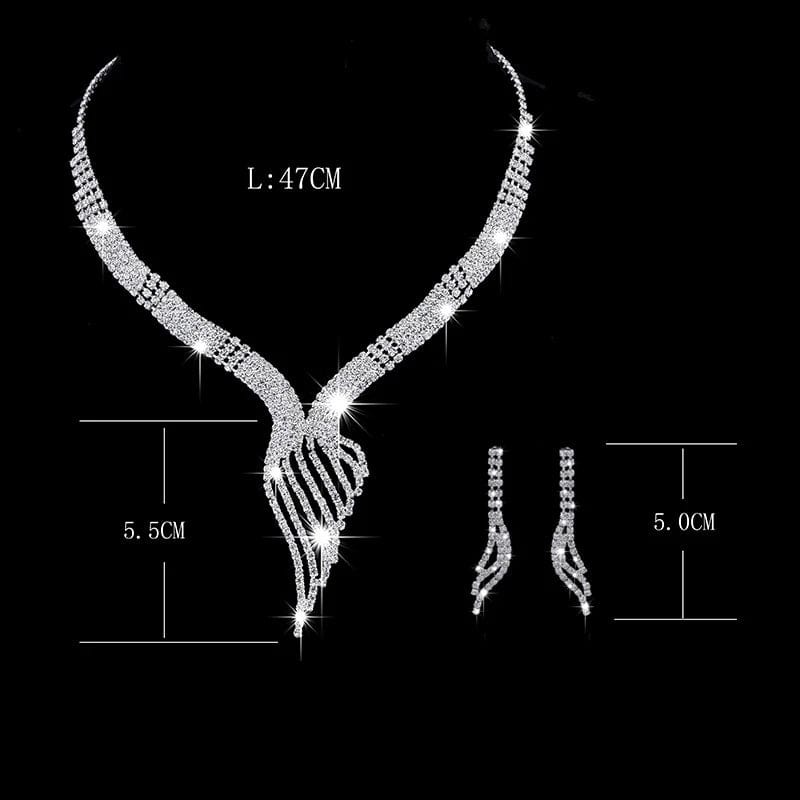 Shiny Elegant Femme Rhinestone Wedding Jewelry Sets Bridal Women Long Tassel Necklace Earrings Jewellery Set Accessories Gift - SHOWLU FASHION STORE