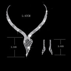 Shiny Elegant Femme Rhinestone Wedding Jewelry Sets Bridal Women Long Tassel Necklace Earrings Jewellery Set Accessories Gift - SHOWLU FASHION STORE