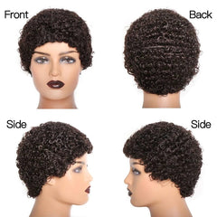 Short Kinky Curly Wigs Human Hair Pixie Cut Brazilian Human Hair For Women Natural Black Curly Human Hair Wigs Full Machine Made - SHOWLU FASHION STORE