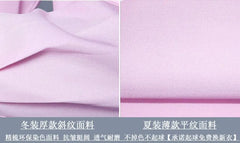 Comparison of thick twill fabric for winter uniforms and thin plain fabric for summer uniforms.