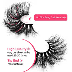 Two pairs of long, voluminous 3D mink eyelashes with tapered tips on a white background.