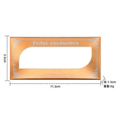 A rectangular copper-colored false eyelash packaging box with a clear display window.