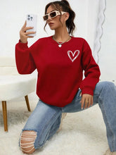 Simple Heart Pattern Printing Sweatshirts For Womens Casual Comfortable Crewneck Hoodies Loose Fleece Warm Sportswear Clothes - SHOWLU FASHION STORE