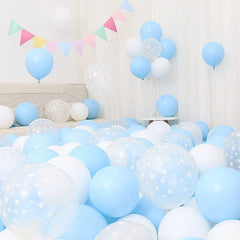 Six One Dark Blue and Light Blue Blue White Macaron Blue Balloon Birthday Graduation Kindergarten Scene Layout Decoration - SHOWLU FASHION STORE