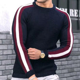 Slim Men's Waffle Long - Sleeve Crew Neck Sweater - SHOWLU FASHION STORE