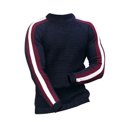 Slim Men's Waffle Long - Sleeve Crew Neck Sweater - SHOWLU FASHION STORE