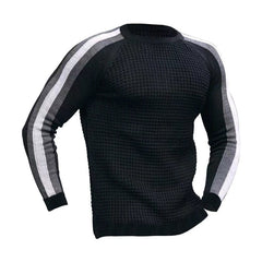 Slim Men's Waffle Long - Sleeve Crew Neck Sweater - SHOWLU FASHION STORE