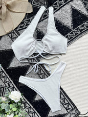 Solid Color Hollow - Out Triangle Bikini - SHOWLU FASHION STORE