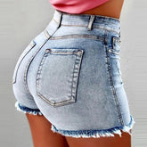 Solid Cotton Denim Shorts for Women Clothing 2024 Summer Street Style High Waist Sexy Jeans Female Casual Korean Y2K Crop Pants - SHOWLU FASHION STORE