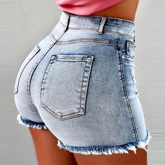 Solid Cotton Denim Shorts for Women Clothing 2024 Summer Street Style High Waist Sexy Jeans Female Casual Korean Y2K Crop Pants - SHOWLU FASHION STORE